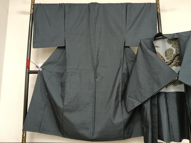 平和屋着物●男性 本場大島紬 アンサンブル 格子 キングサイズ 正絹 AABA4939np