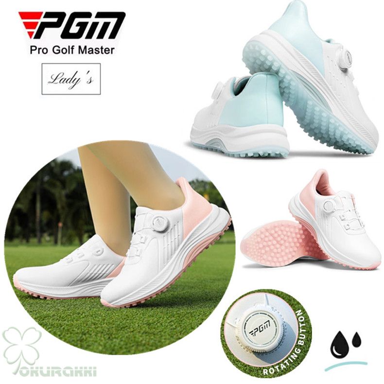 ゴルフ ゴルフシューズ 夏用 快適 通気 ダイヤル式 ソフトスパイク レディース スパイクシューズ スニーカー 靴 女子 防水 人工皮革 2506gfshoe12*カラー-WHITE/PINK