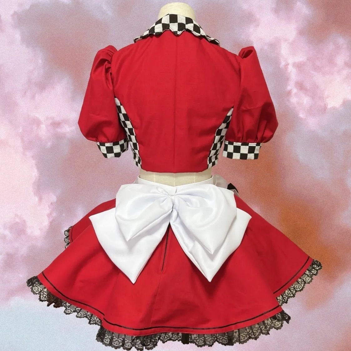 アイドル衣装 コンカフェ衣装 赤 黒 ダイナー風