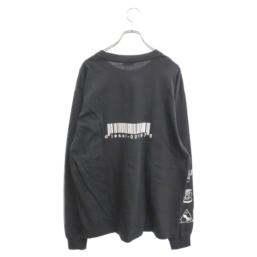 DIESEL (ディーゼル) バックバーコードプリントロングスリーブ長袖T 