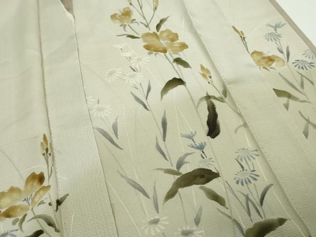 平和屋着物▽訪問着 無双 紗袷 紗×絽 草花文 正絹 逸品 DAAW9393sf