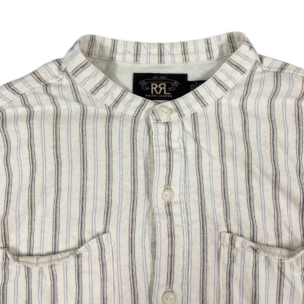 RRL ダブルアールエル ストライプド リネン バンドカラー