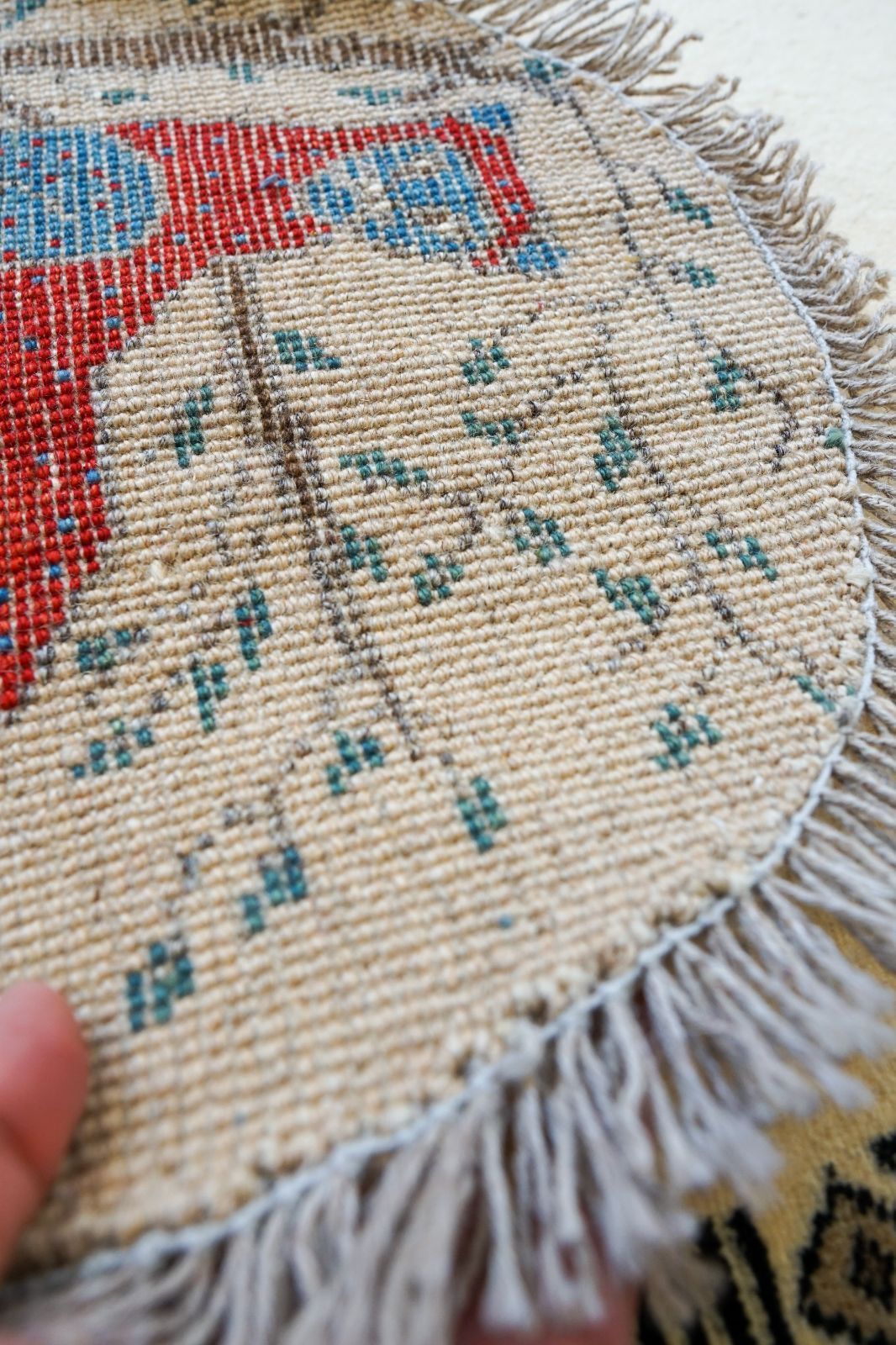 40×40cm【ペルシャ絨毯 手織りギャッベ】アマレ族ギャッベ