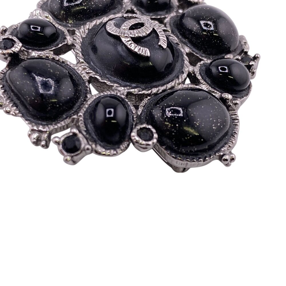 CHANELシャネル C00V ココマーク ラインストーン ブローチ ブラック 
