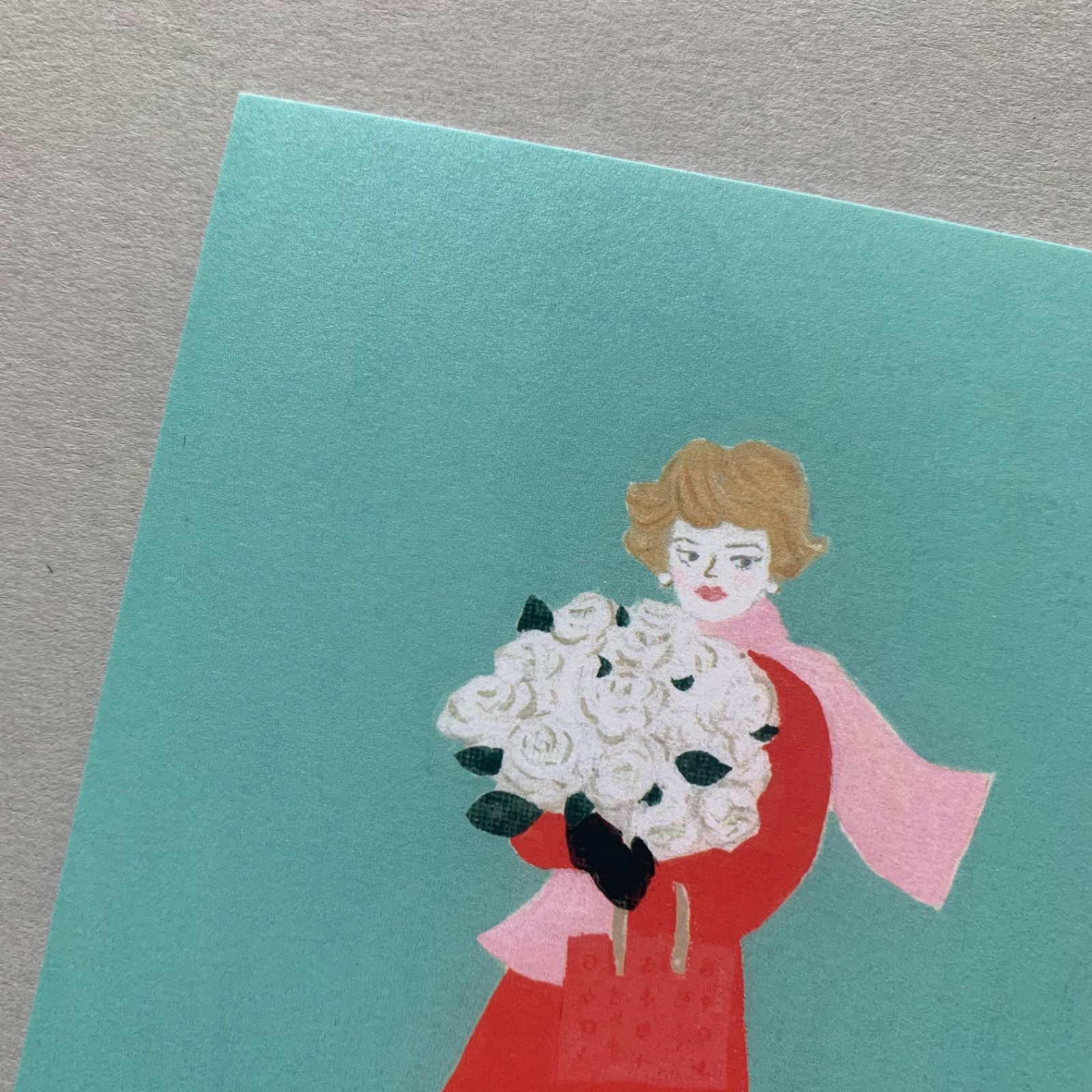 「ジャンヌ・モロー・ローズ」ポストカード３枚セット　パリ　女優　フランス映画　バラ　花束-3