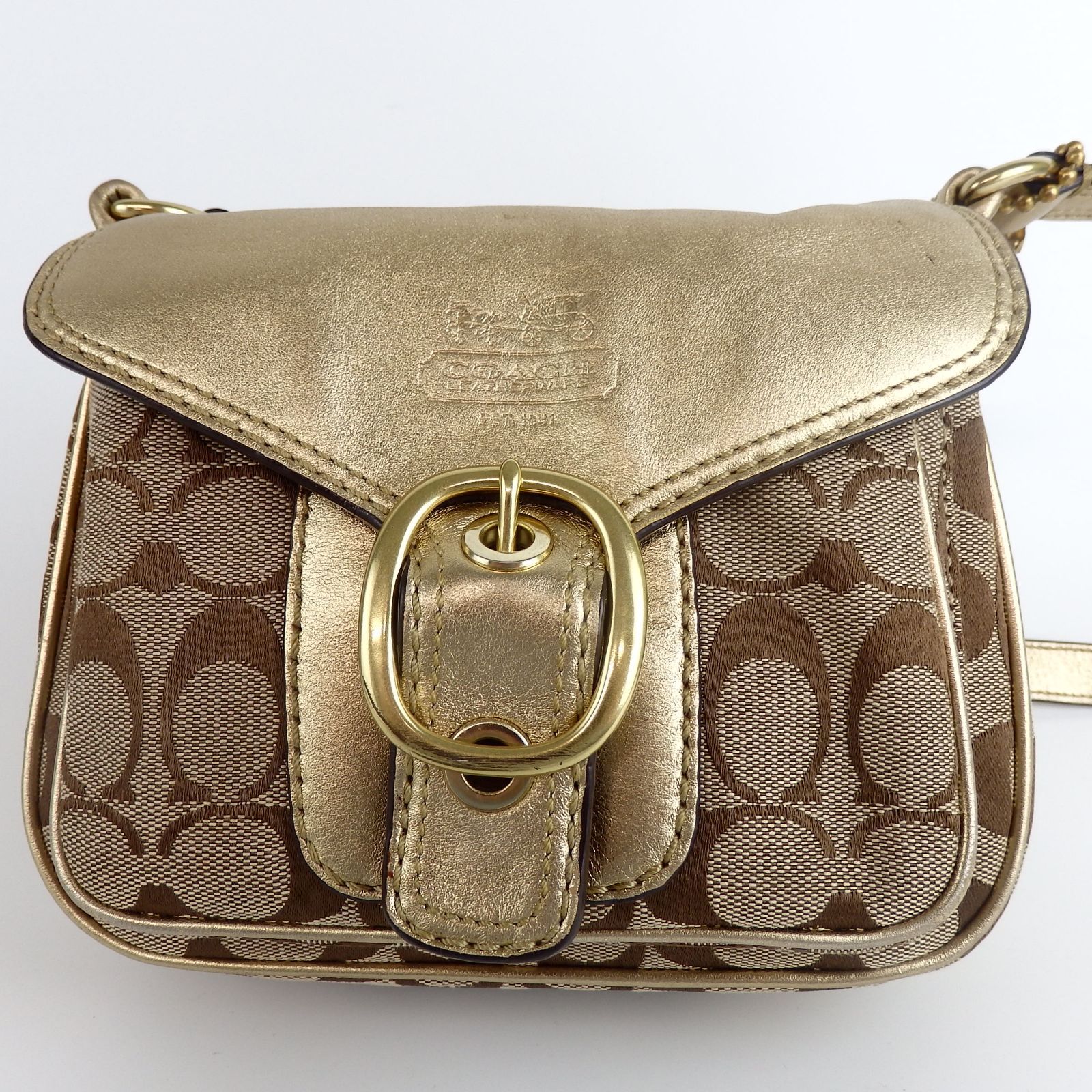 COACH】コーチ シグネチャー ショルダーバッグ ブラウン ゴールド 
