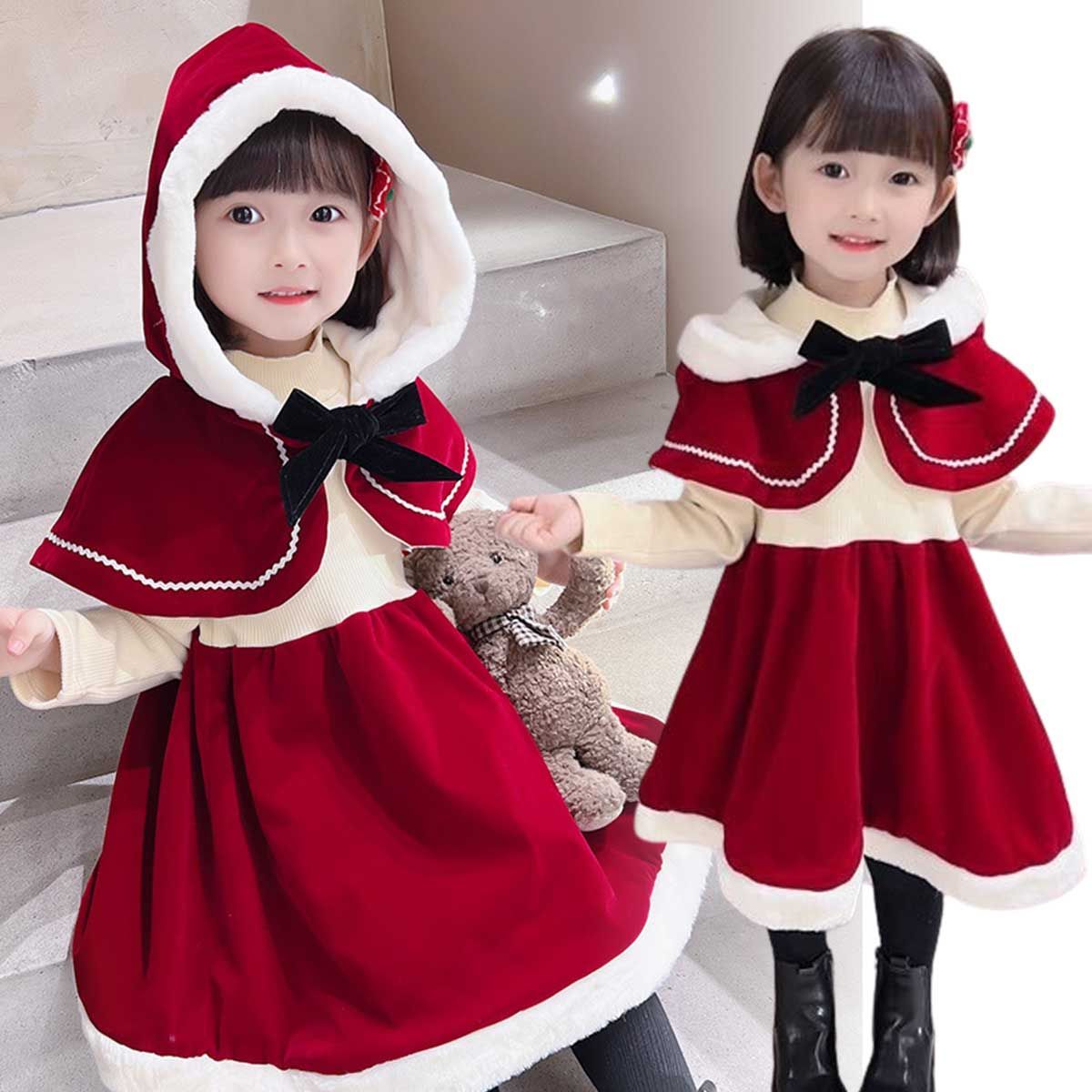 サンタクロース サンタ 衣装 子供 クリスマス コスプレ コスチューム 女の子 子ども 赤ずきん サンタコス 仮装 キッズ ワンピース フード付き  サンタ服 かわいい - メルカリ