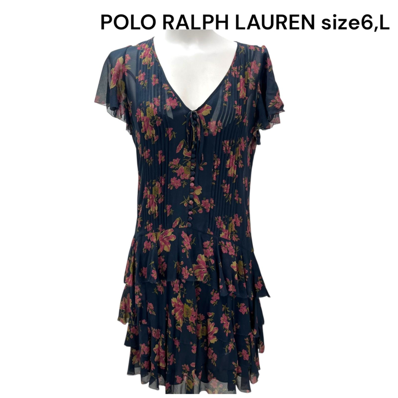 ポロ ラルフローレン POLO RALPH LAUREN 花柄 ティアード ワンピース 6 L レディース S5Q404