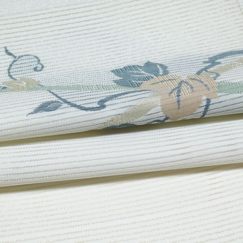 最終価格 絽 名古屋帯 五泉絽 夏帯 桔梗 素描 千草色 五泉絽夏