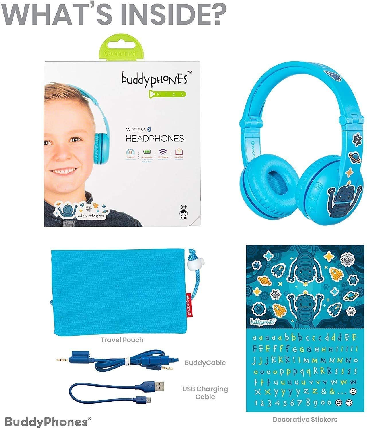 子供用ヘッドホンBuddyPhones 子供の耳にやさしい音量制限構造 ブルー