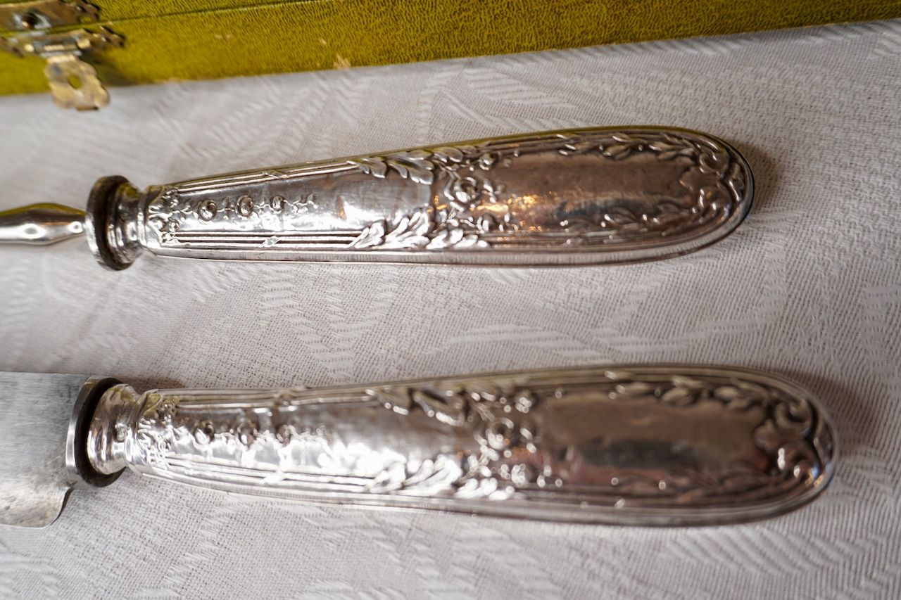 フランス シルバープレート アンティーク 肉切り用大型フォーク