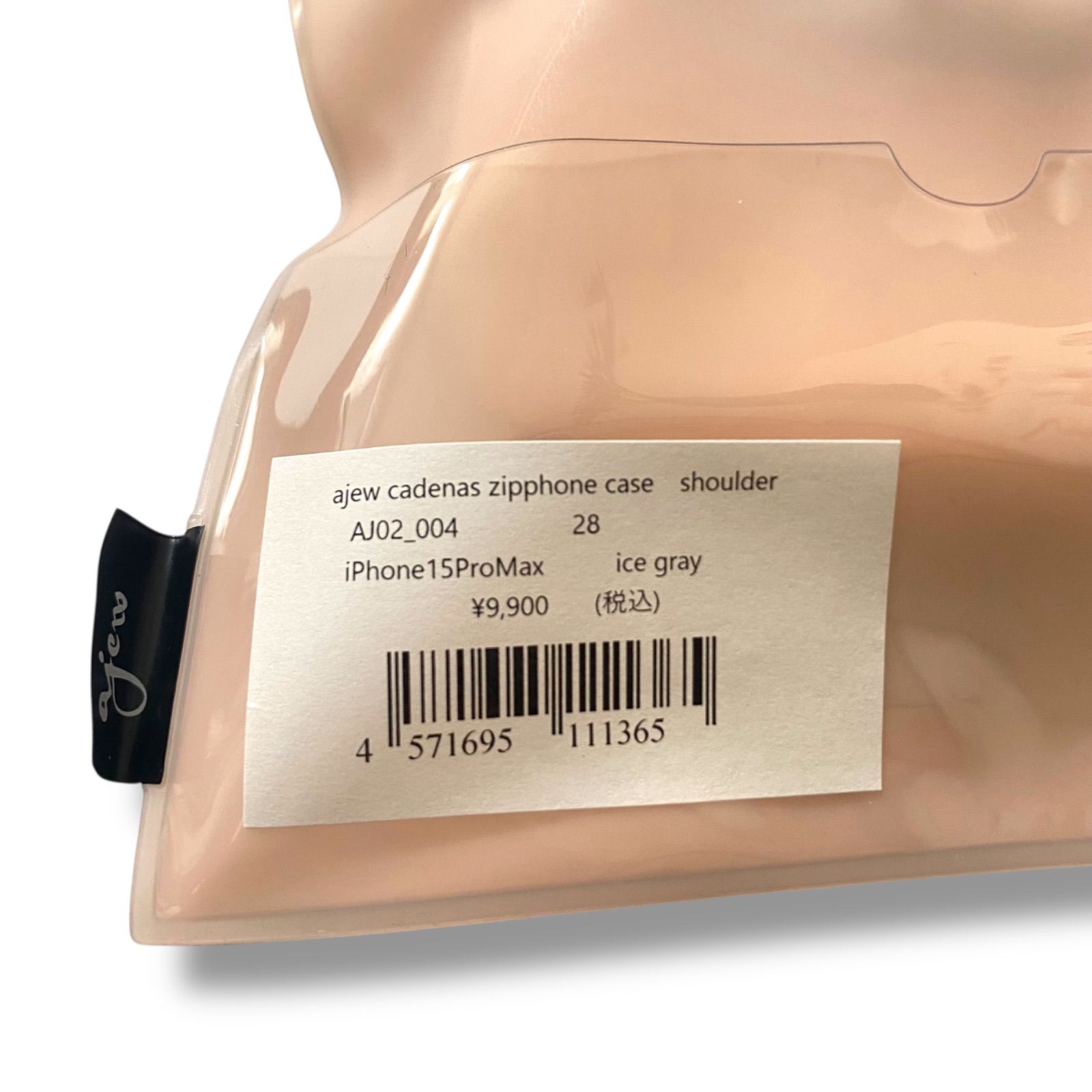 ♥ ajew cadenas zipphone case shoulderiPhone15ProMax | icegray ひも付き スマホショルダー アイスグレー 管理番号 680