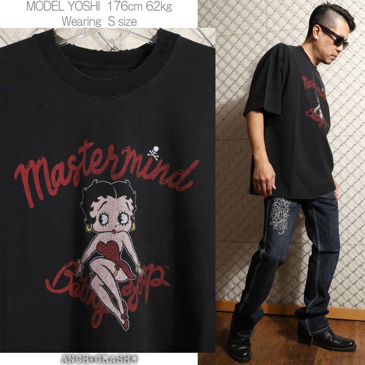 Betty Boop×MASTERMIND WORLD ダメージ加工 半袖Tシャツ MW25C15-TS203
