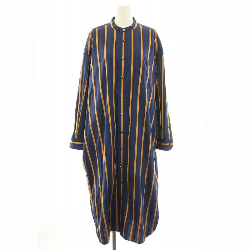 UNITED ARROWS - TICCA ストライプノーカラースクエアビッグロングシャツ ワンピース UNITED ARROWS - TICCA ストライプノーカラースクエアビッグ