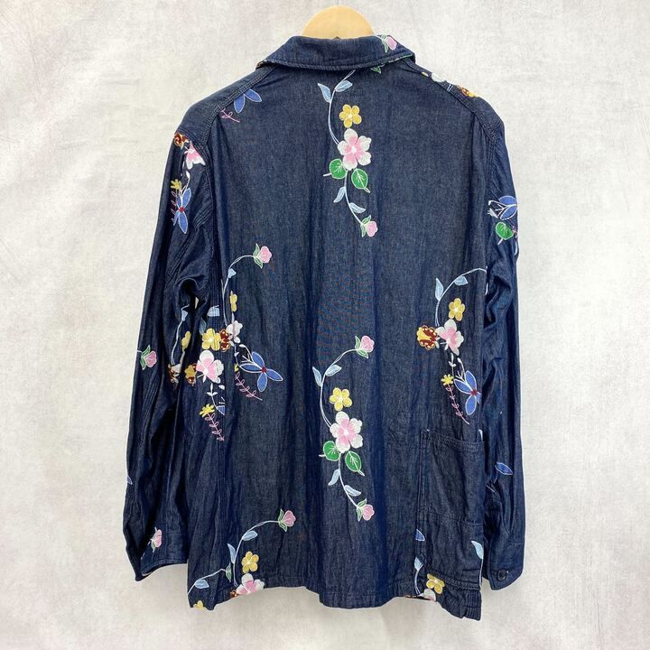 Engineered Garments エンジニアードガーメンツ Work Jacket Denim Floral Embroidery ワークジャケット アウター 花柄 刺繍 S インディゴ メンズ ファッション KANDAIZUMI_COM