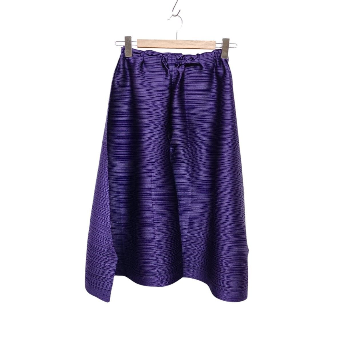 プリーツプリーズPLEATS PLEASE 裾ニット切替プリーツパンツ 紫3