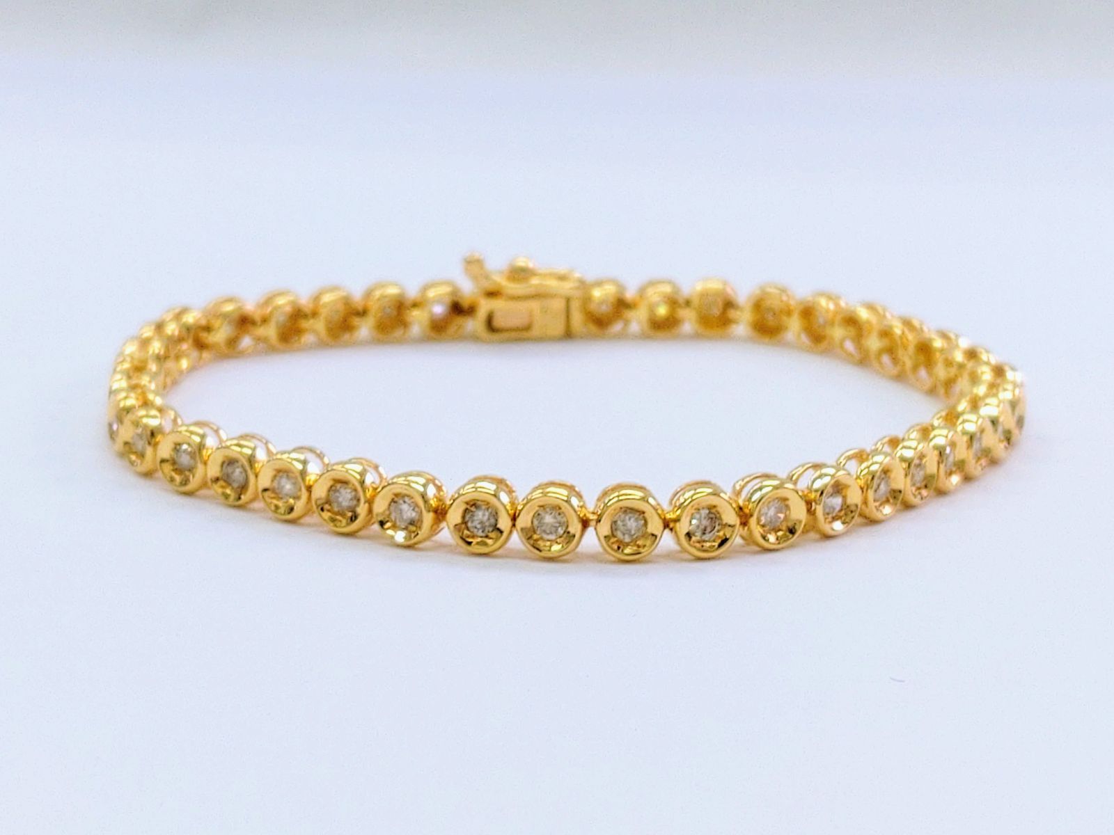 K18テニスブレスレット K18 天然 ダイヤモンド クラウン テニス ブレスレット / 18K