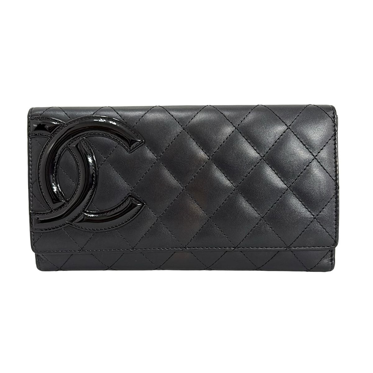 CHANEL シャネル 長財布 カンボンライン マトラッセ A46643 黒 ココマーク レザー ラムスキン