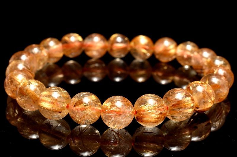 １点物 透明 高品質 ゴールドタイチンルチルクォーツ 8.5mm ブレスレット パワーストーン 天然石 _MA9518