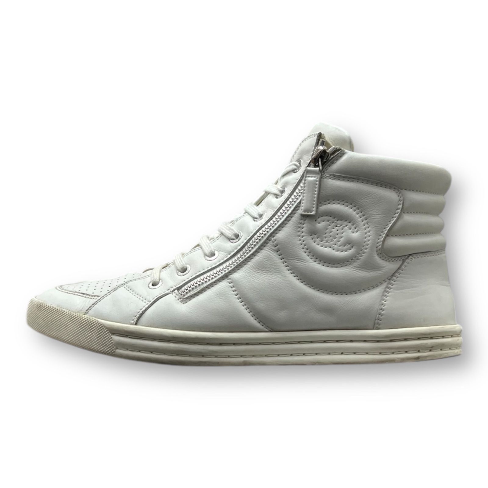 CHANEL シャネル CHANEL ダブルジップ ココマーク レザー ハイカット スニーカー