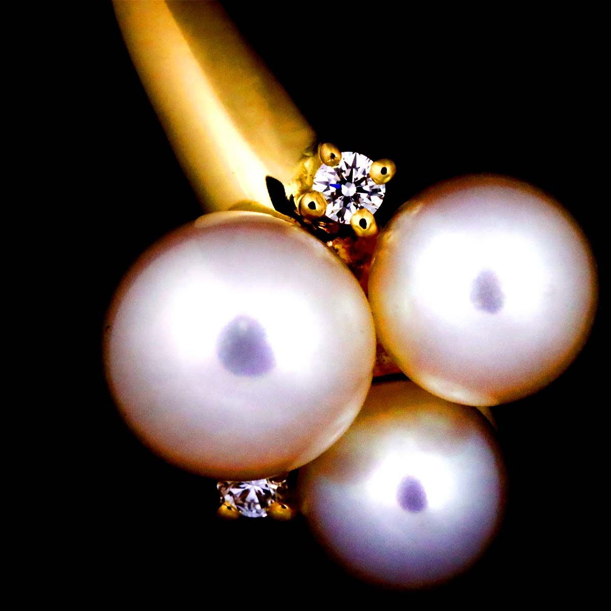 タサキ TASAKI 9号 リング アコヤ真珠 6.5-5.1mm ダイヤ 0.03ct