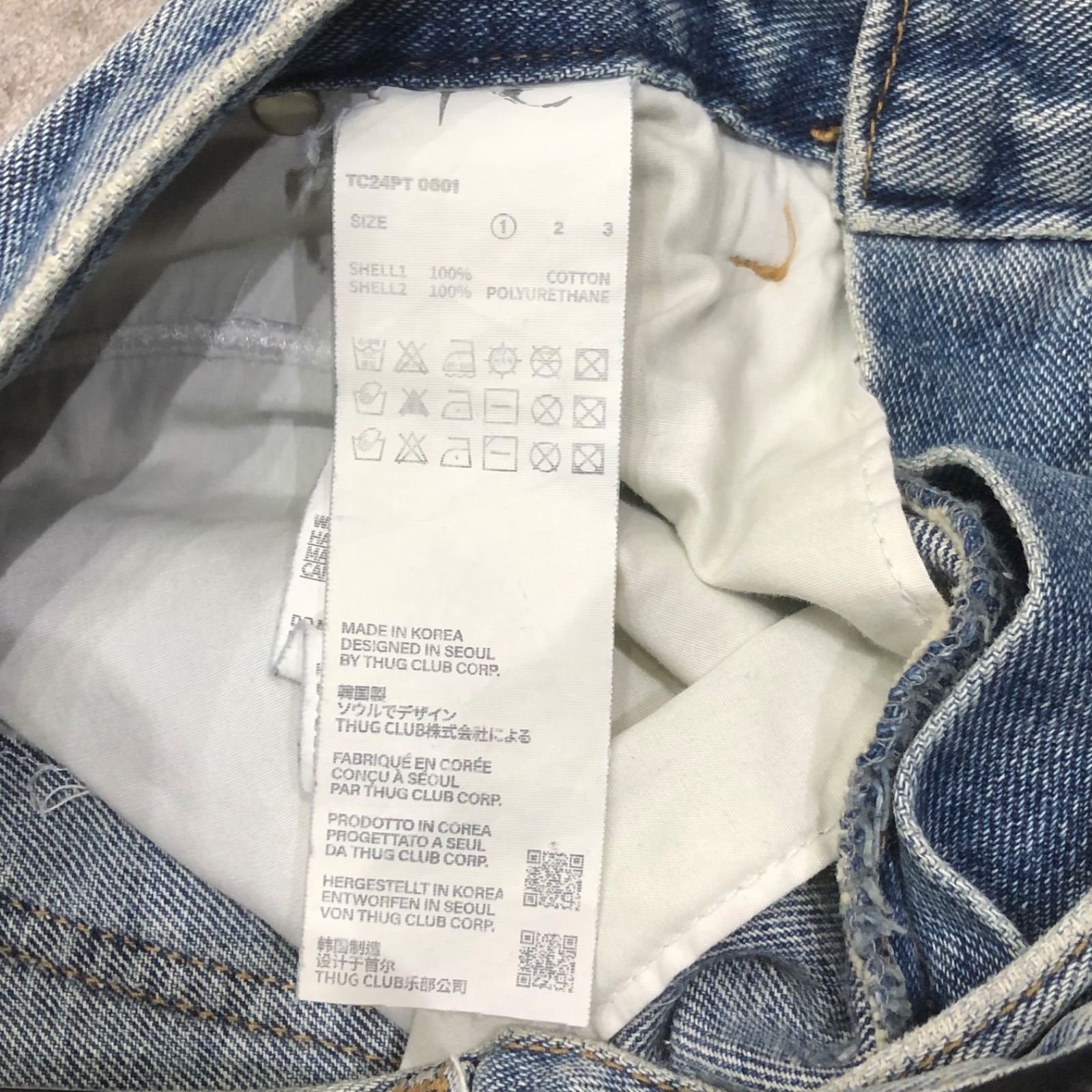 参考上代72600円 THUG CLUB TC All Leather Denim Pant レザー切替 