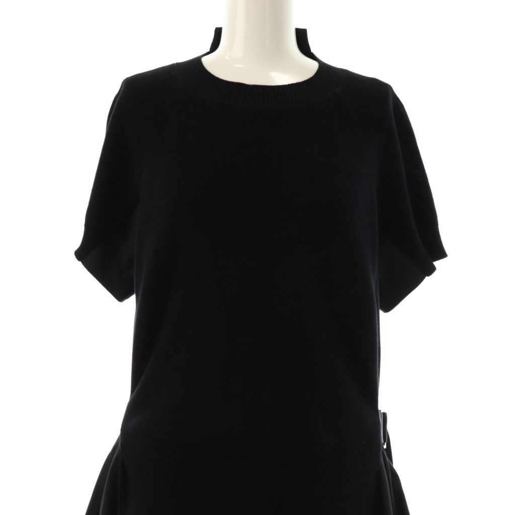 サカイ　Sacai　カシュクールワンピース　ドッキング　刺繍　シルク混　黒　2 sacai(サカイ) TWEED MIX CHIFFON シャツドレス 22-06086 22