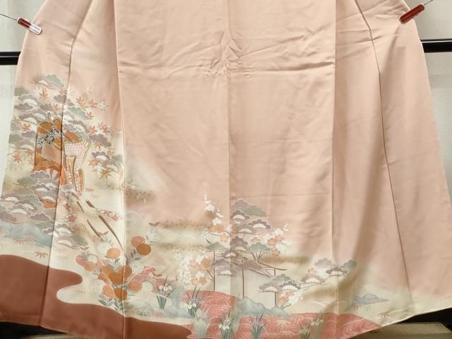 平和屋着物○豪華振袖 駒刺繍 御所車草花文 暈し染め 金彩 正絹