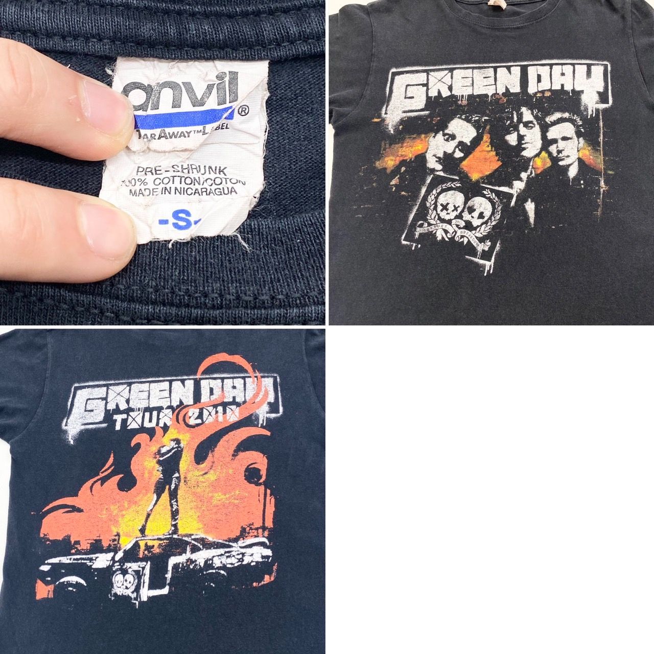 アンビル anvil バンドTシャツ GREEN DAY 両面プリント 半袖 S ブラック