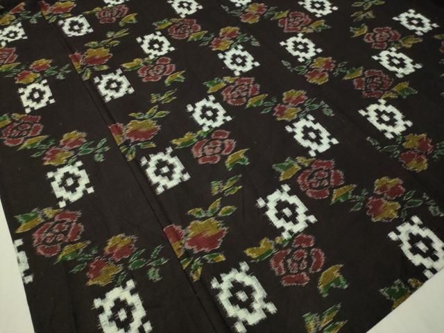 平和屋着物▽久留米絣　単衣　吉祥花文　綿　逸品　CAAV4797vp 平和屋着物▽久留米絣 単衣 吉祥花文 綿 逸品 CAAV4797vp