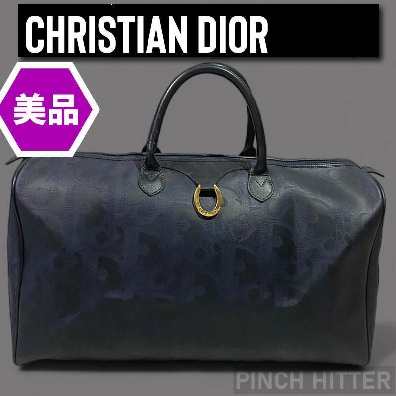 美品 CHRISTIAN DIOR クリスチャン ディオール ボストンバッグ モノグラム トロッター ネイビー KT80‐G‐08491 - メルカリ