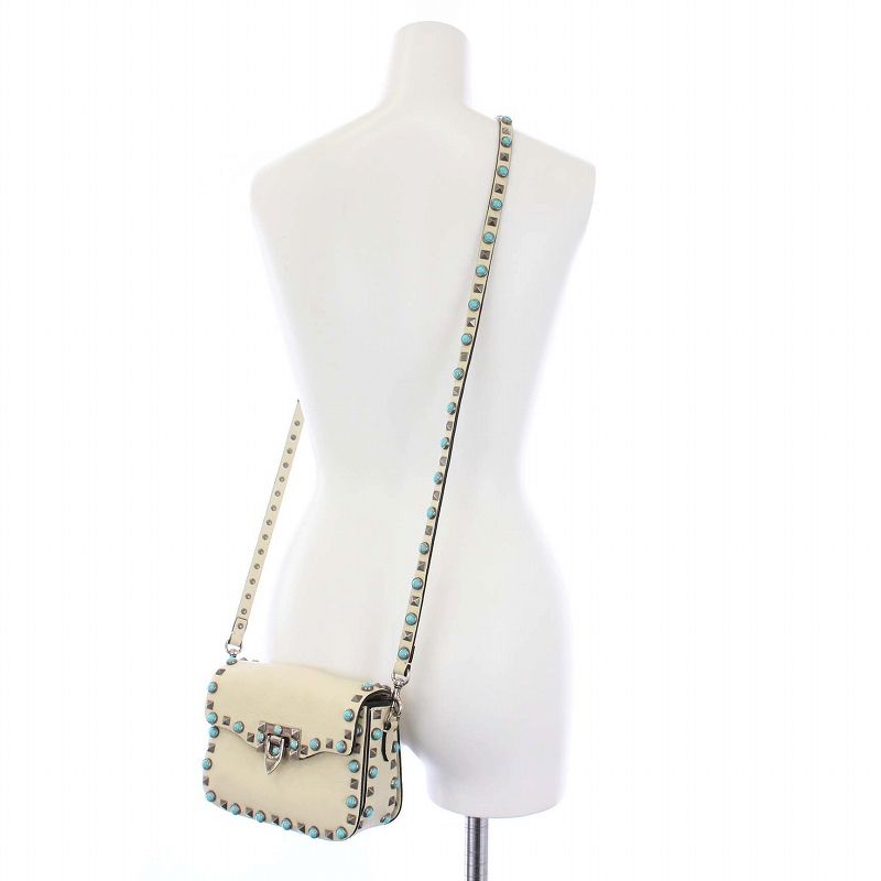 ヴァレンティノショルダーバッグ ターコイズスタッズ付きロック