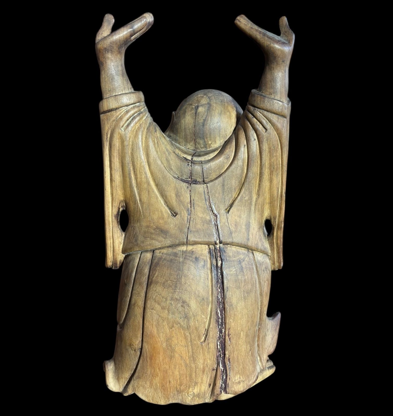 布袋 骨董品 木彫り 布袋尊 七福神 木製 布袋様 商売繁盛 開運 縁起物 彫刻