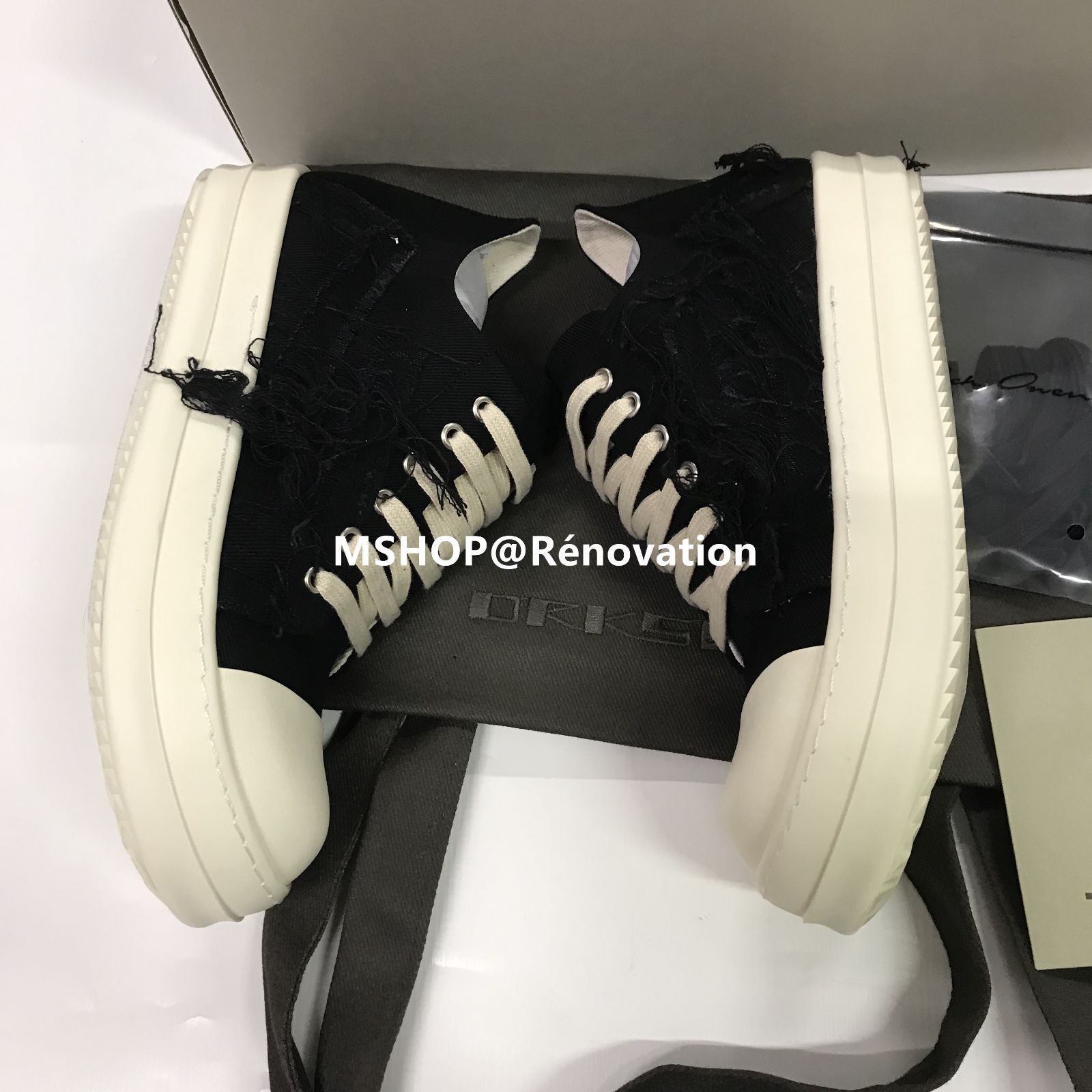 RICK OWENS DRKSHDW | SLASHED DENIM SNEAKERS