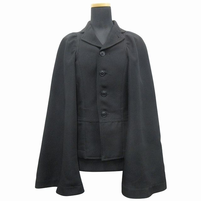12SS コムデギャルソン COMME des GARCONS ホワイトドラマ期 ワイドスリーブ エステル ジャケット ブルゾン コート パワーショルダー フ スリーブ アーカイブ AD2011 GI-J023 サイズXS 黒
