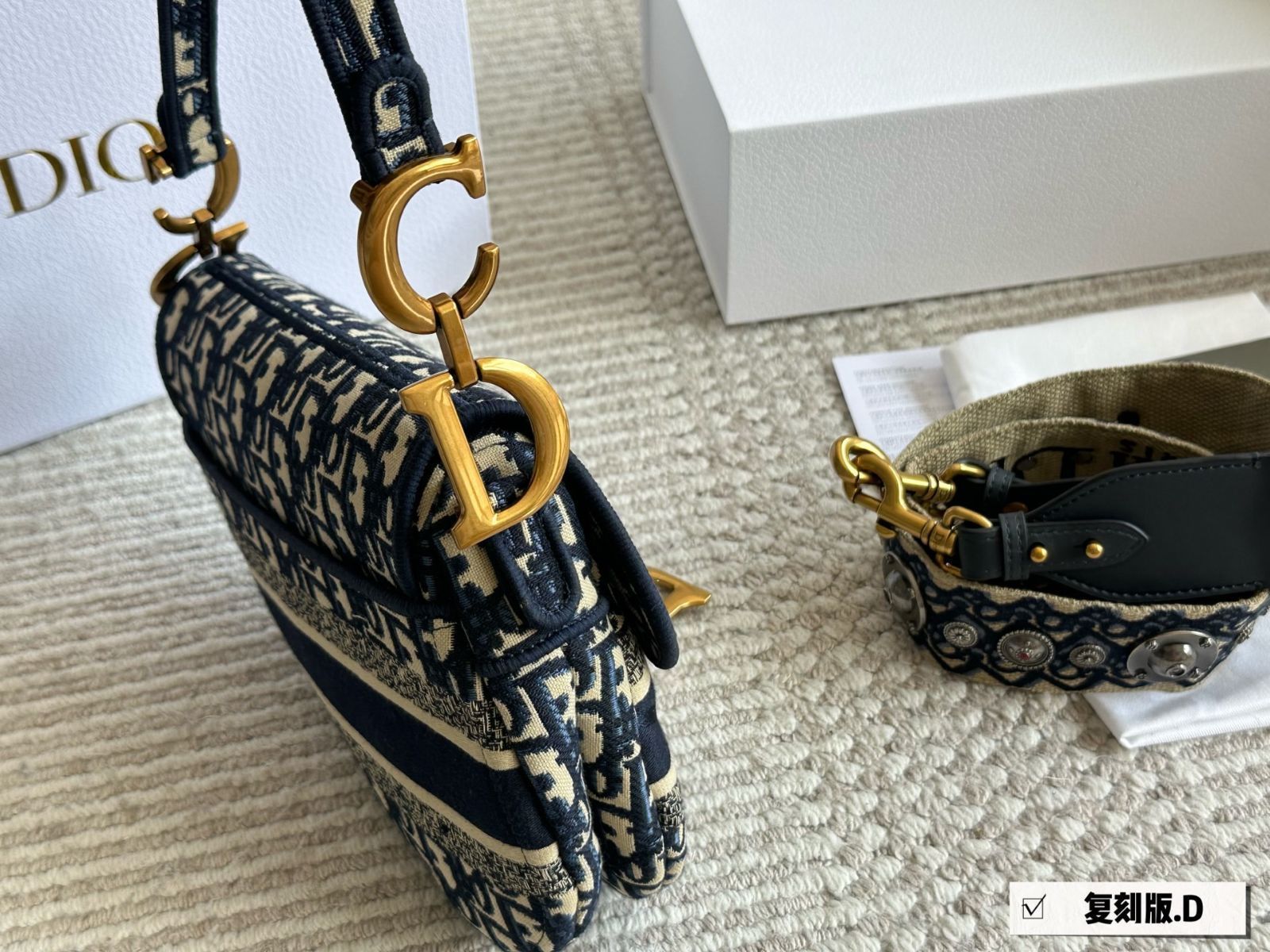 【ヴィンテージ】Rank:B☆Dior Oblique サドルフォンバッグ 今日特価】Dior ヴィンテージ サドルバッグ ラージサイズ（25cm