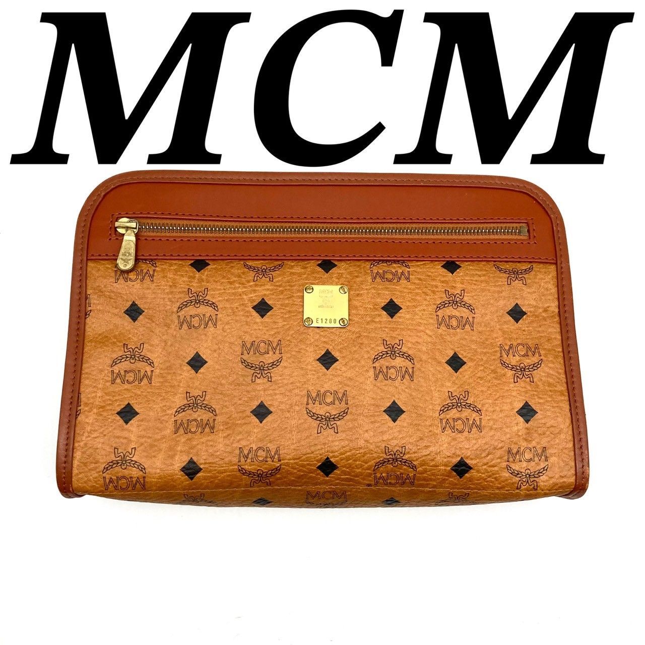 ★BN2150●MCM ロゴグラム ブラウン バッグ セカンドバッグ エムシーエム ロゴグラム ブラウン セカンドバッグ クラッチ