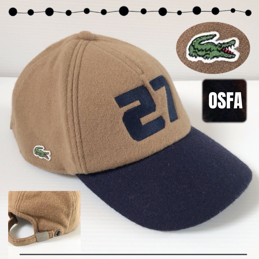 ラコステ/LACOSTE★フランネル/秋冬★ローキャップ/オールドベースボールCAP★ビンテージ加工★ワニ/ナンバー27★ユニセックス/58cm(フリーサイズ)   #2409S051