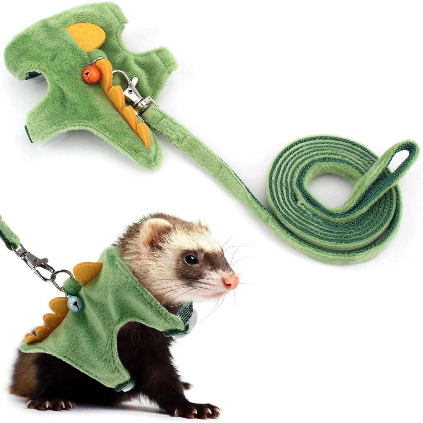 商品 リード 抜けないフェレット ハーネスウサギ ハーネス 猫用ハーネス猫 牽引ロープハムスター 散歩 ベル付き 恐竜の形 おしゃれ超小型犬 小型犬 ハーネス Refoiner リードセット モルモット モモンガ ペット用品 装着簡単 向け グ