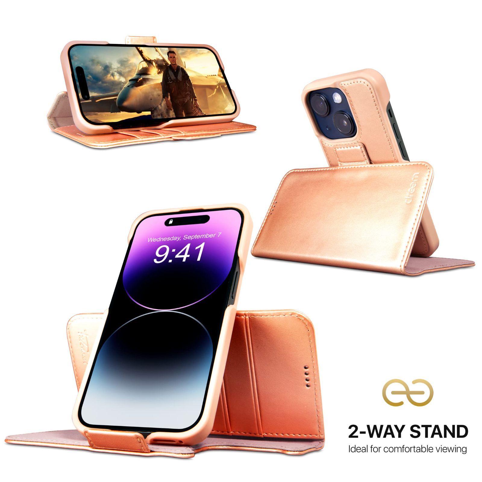 RFIDカード保護機能 2通りに使えるフリップスタンド付き