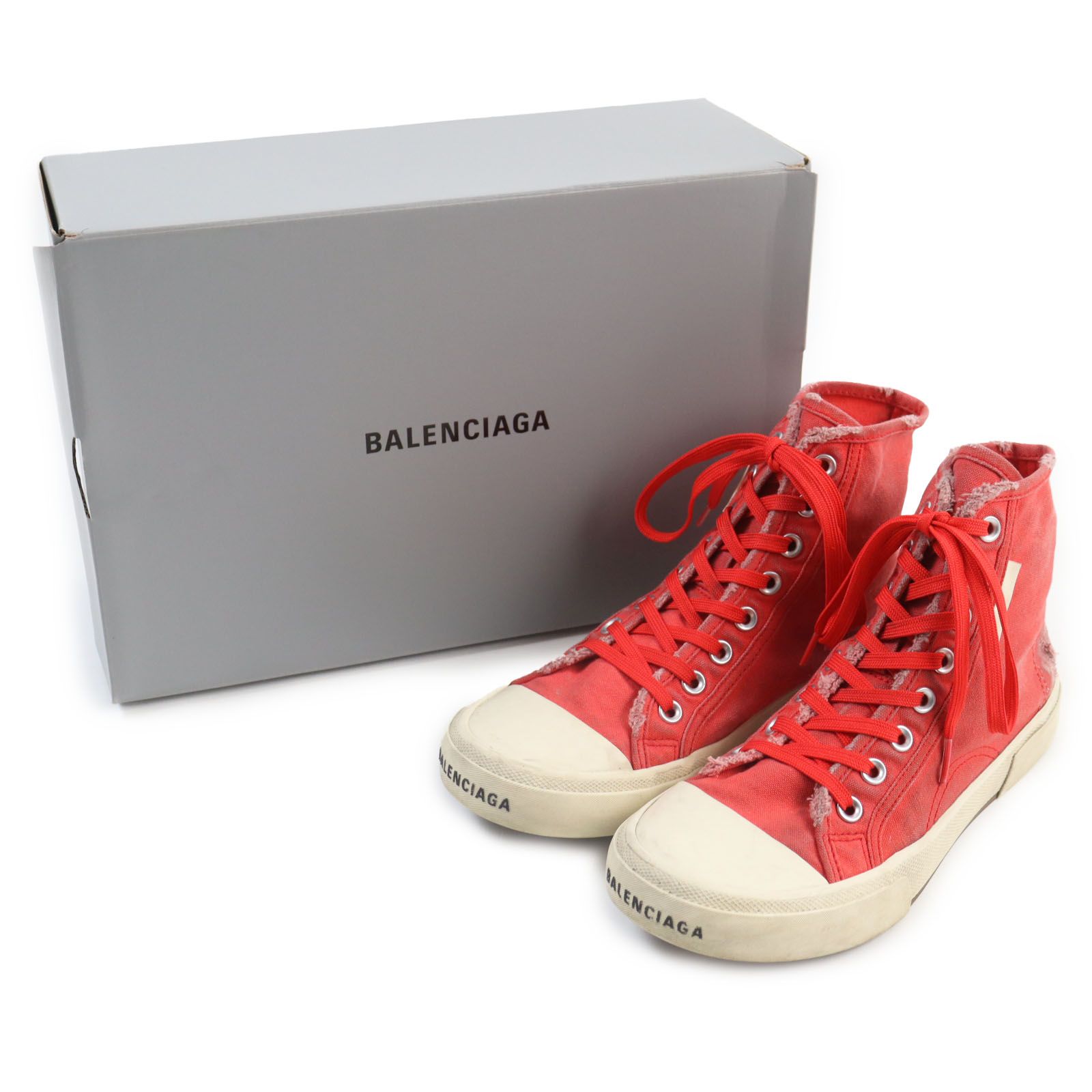 極美品○22SS BALENCIAGA バレンシアガ 688752 PARIS HIGH TOP パリハイトップ キャンバス デストロイド  ダメージ加工 ハイトップスニーカー ハイカットスニーカー レッド 40 箱付き メンズ - メルカリ