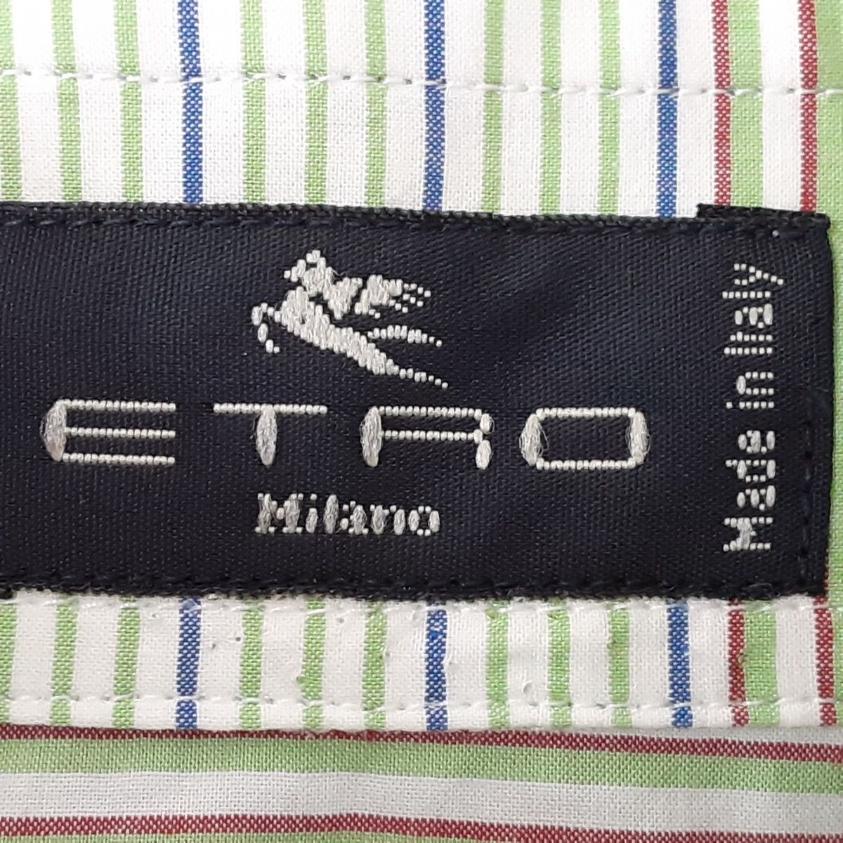 ETRO(エトロ) 長袖シャツブラウス サイズ42 M レディース美品  - 白×イエローグリーン×マルチ ボーダー