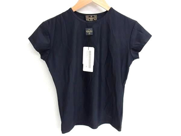 FENDI - ■極美品■ FENDI フェンディ ポリアミド×エラスタン 半袖 Tシャツ トップス 洋服 レディース ブラック系 BI5128 □極美品□ FENDI フェンディ ポリアミド×エラスタン 半袖 T
