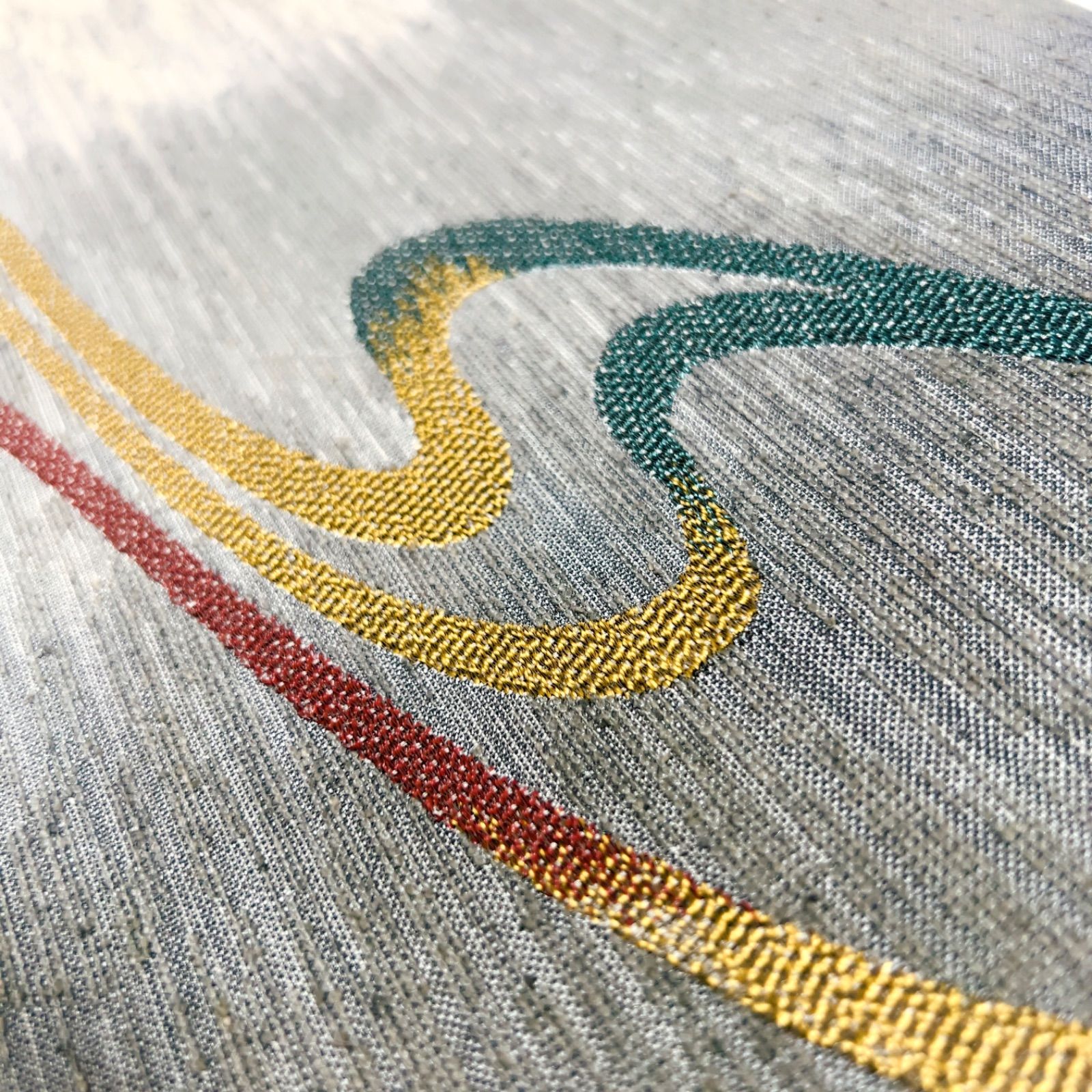 正絹 洒落袋帯 蜂巣織 超軽量全通（ライトグレー×チャコールグレー×灰紫 浮き菱 14415） お仕立て代込 紬 小紋　おしゃれ訪問着 新品 正絹 洒落袋帯 ドット柄 正絹 洒落袋帯 蜂巣織 超軽量全通