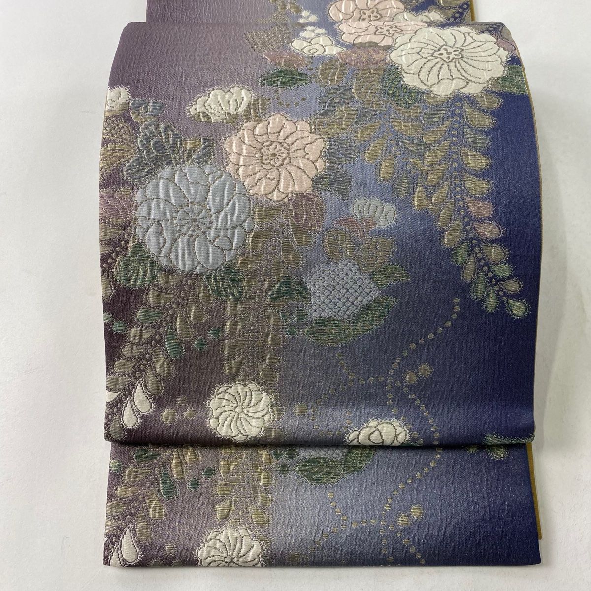 辻ヶ花 袋帯 正絹 上品な色味 銀糸 六通T-4675 袋帯 辻が花柄 白色 銀糸 六通柄 正絹 礼装 フォーマル 着物帯