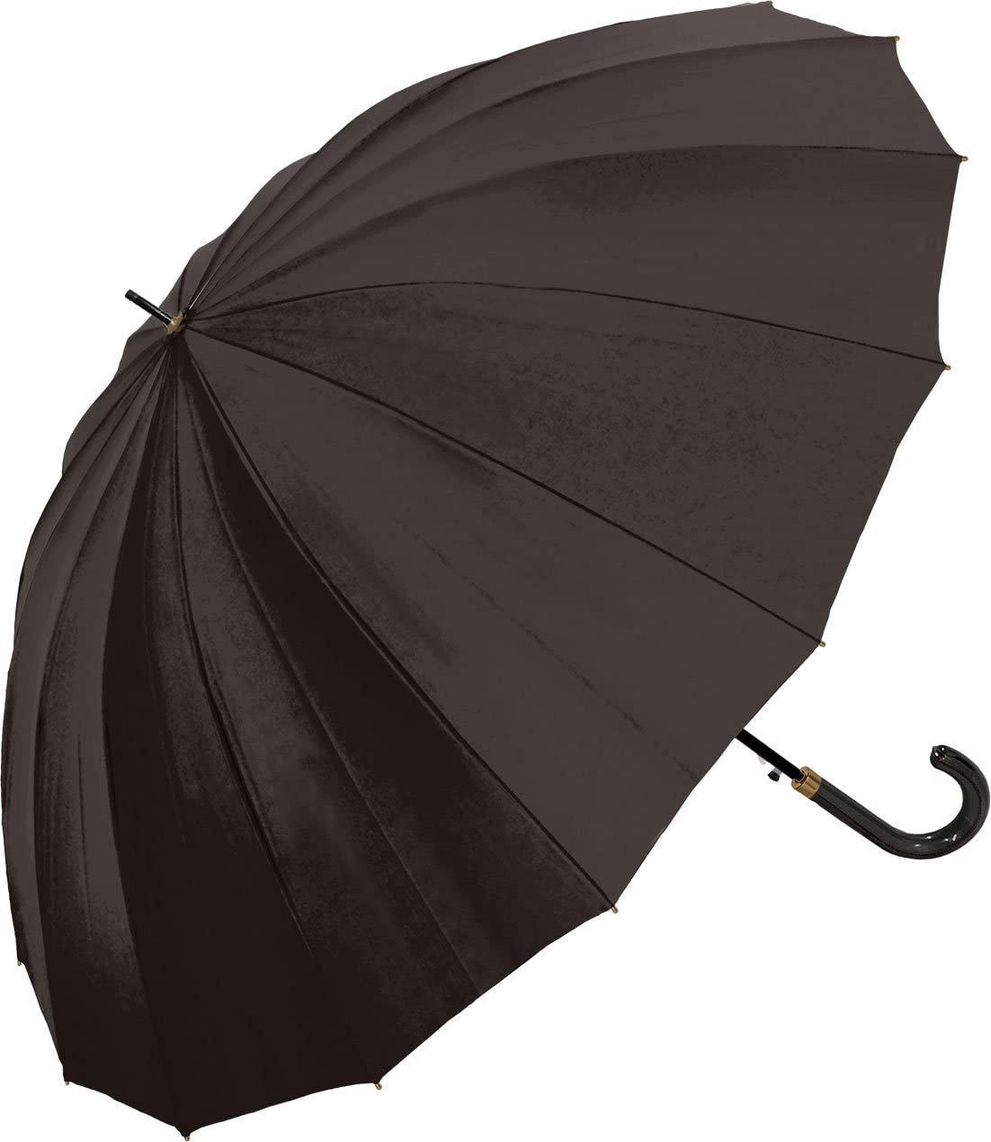 【在庫セール】紳士長傘 16本骨 ブラック 中谷 無地 【413-002】 ジャンプ式 中谷-傘 親骨グラスファイバー 65cm