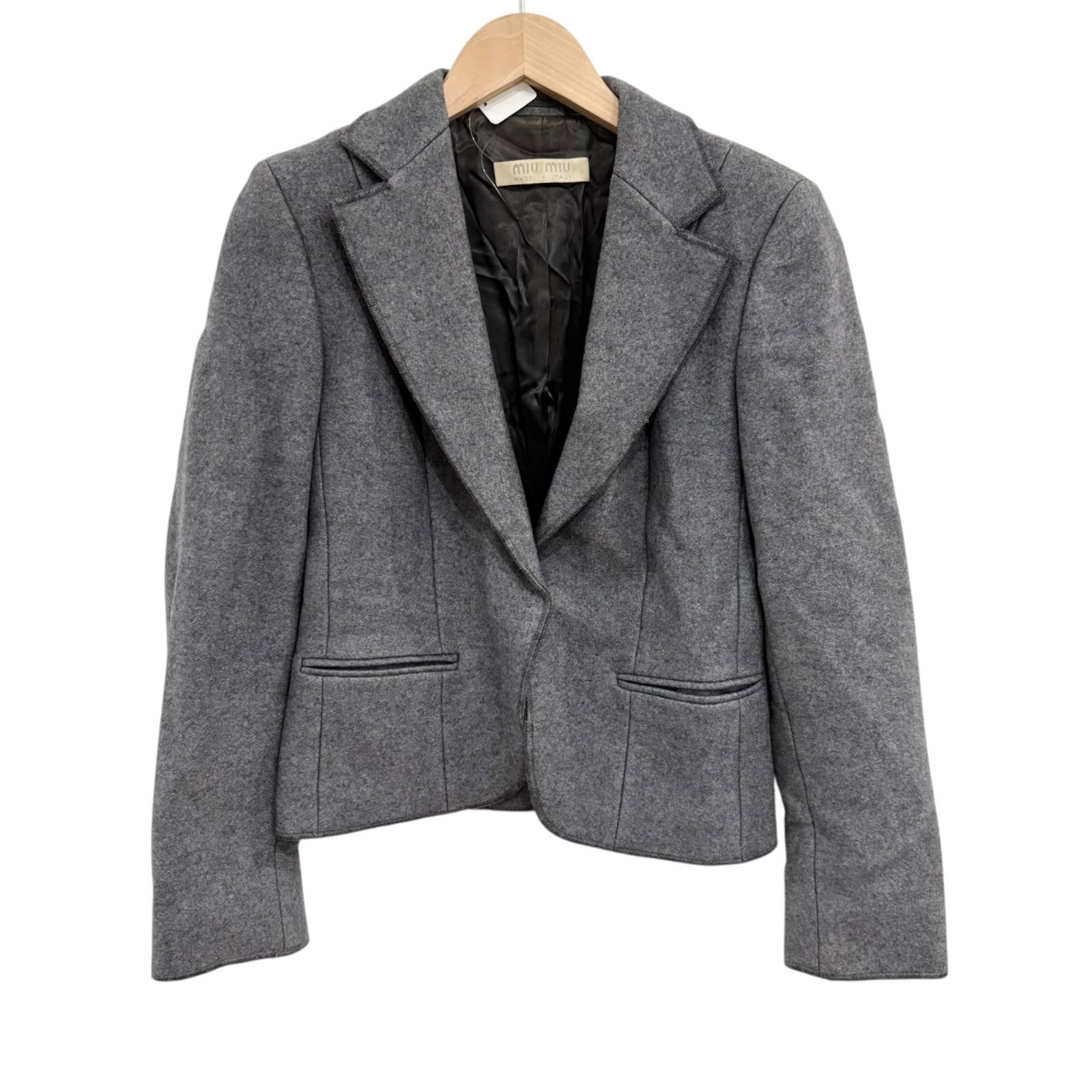 Z1559 miumiu ミュウミュウ イタリア製 ウールジャケット グレー