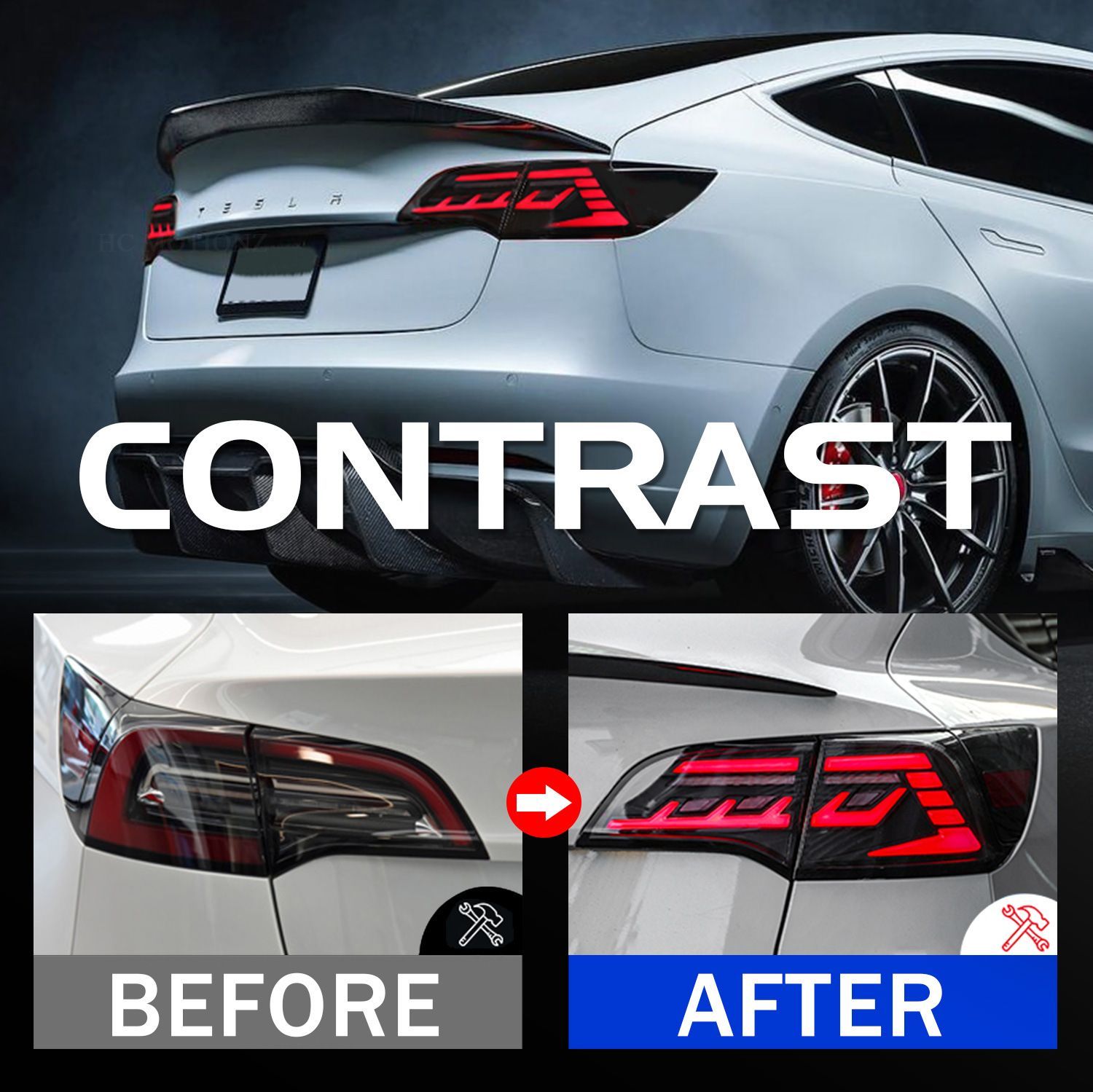 送料無料！テスラ Model 3/Y 17-22モデルLED改装魔星デザインテール