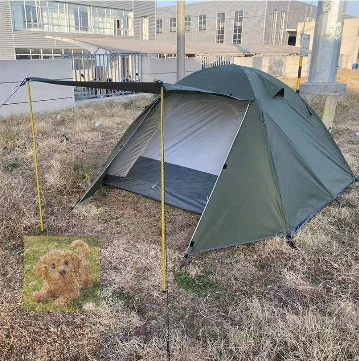 テント 3-4人用 ソロテント 軽量 4シーズン 二重層 防水 登山テント スカート付き 防雨 防風 防寒 キャンプ アウトドア 簡単設営 グリーン