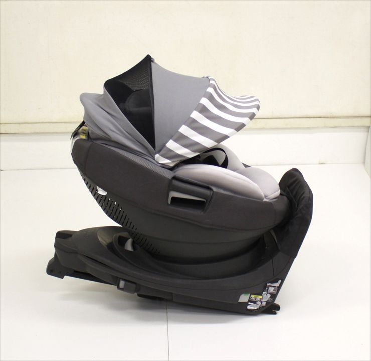 THE S Air ISOFIX エッグショック ZA-670 ストライプグレー コンビ製チャイルドシート ISOFIX固定 新生児OK クリーニング済み B3521917